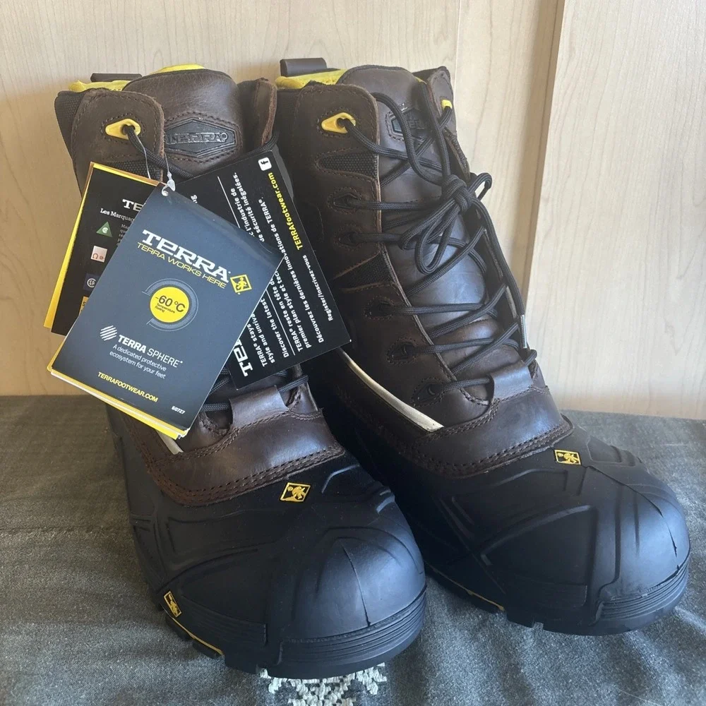 New Terra Crossbow XS‎ Work Boots Mens 10 Brown Insulated Safety ASTM F2413-18